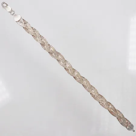 Armband Flätat, 19cm, Guldfynd, bredd ca 8mm, 925/1000 silver Vikt: 8,7 g