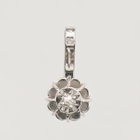 Hänge med diamant 1x ca 0,01ct, ca 10mm, bredd 5mm, vitguld, 18K Vikt: 0,4 g