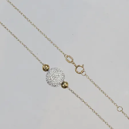 Collier med plastkula 42/45cm bredd kedja ca 1mm GHA 18K Vikt: 2,2 g