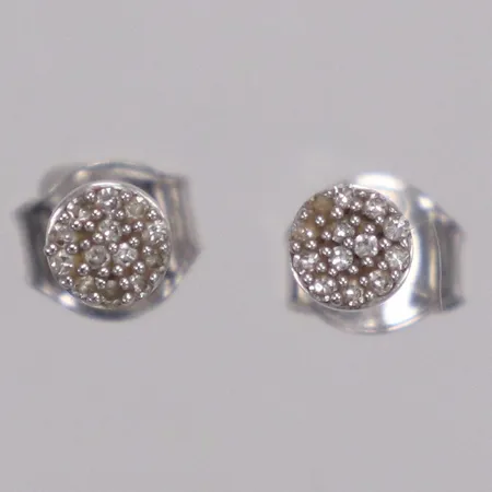 Ett par örhängen med vita stenar, Ø3,8mm, vitguld, 18K Vikt: 1 g