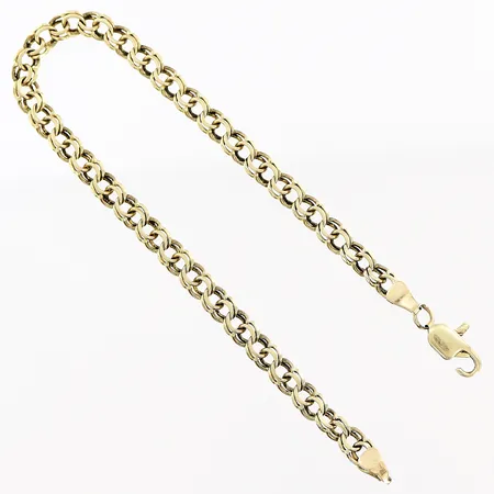 Armband Bismarck, 19,5cm, bredd 4,5mm, slitage/defekt, 14K.  Vikt: 6,2 g