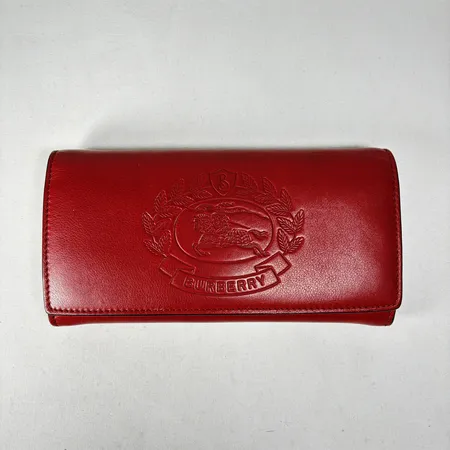 Plånbok Burberry rött läder 20x10cm obetydligt bruksslitage dustbag Vikt: 0 g