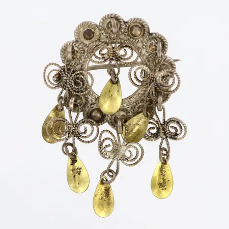 Brosch/dräktsmycke filigranarbete, 46mm, Ø25mm, Sterling Norway Vikt: 4 g