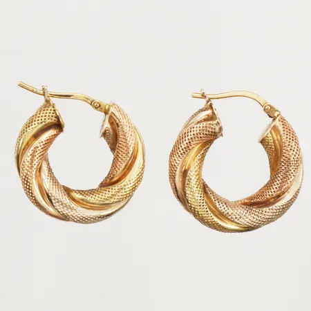 Ett par örhängen creoler, trefärgade, Ø20,6mm, bredd 5,8mm, 18K Vikt: 5,4 g