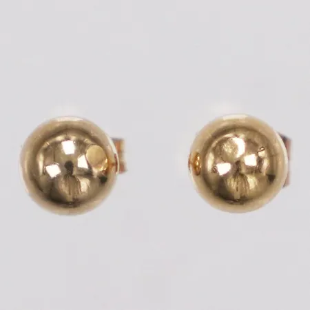 Ett par örhängen 4mm, mindre bucklor, omaka stoppar, 18K Vikt: 0,5 g