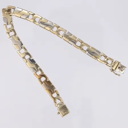 Armband ledad modell längd 22cm bredd 8mm slitage 14K Vikt: 27 g
