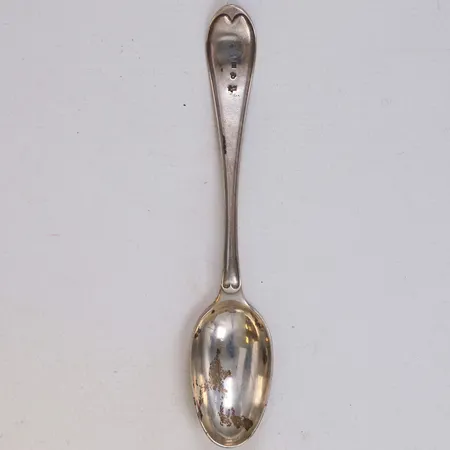 Sked, modell Svensk rund, längd 13,5cm, år 1799, gravyr, 830/1000 silver Vikt: 16,5 g