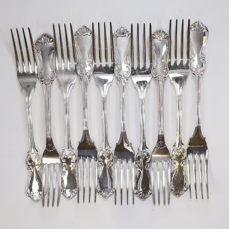 9st Matgafflar modell Olga längd 18cm silver 830/1000 Vikt: 419,9 g