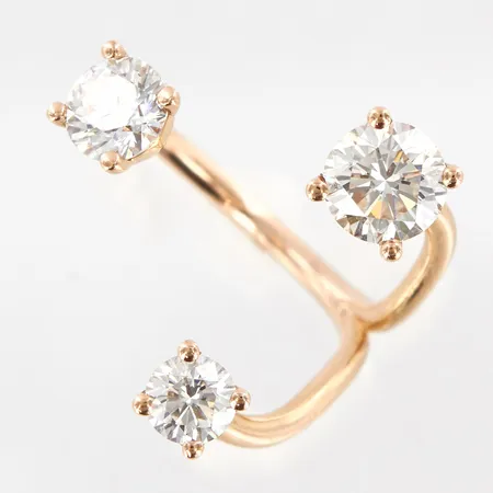 Ring med diamanter 1x1,00ct, 1x0,68ct, 1x0,40ct, H-I/SI, roséguld, LWL Fine Jewelry by Amanda, stl 17½, bredd ca 20mm, skenans bredd ca 2mm, diamanter bedömda i sin fattning, 18K Vikt: 4,1 g