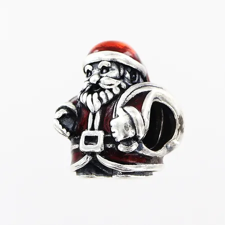 Berlock Pandora, tomte med röd emalj, 13x10mm, ALE silver 925/1000 Vikt: 4,4 g