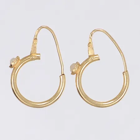 Ett par örhängen med varsin ljus glaspärla höjd 18mm 18K Vikt: 1 g