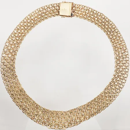 Collier X-länk med stav, doserad, längd 49cm, bredd 17,3-24,9mm, missfärgat vid lås, 18K Vikt: 119,5 g