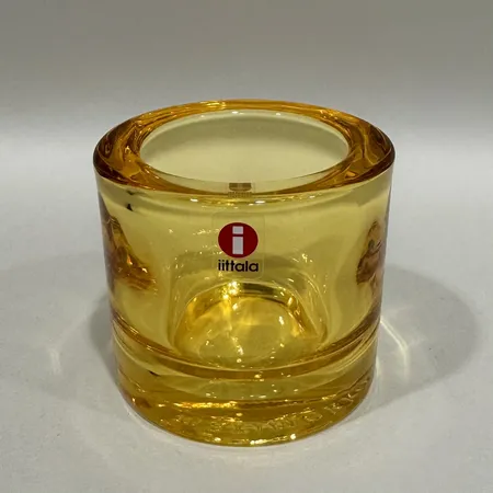 Ljuslykta Kivi, Iittala/marimekko, design Heikki Orvola, gul, etikettmärkt