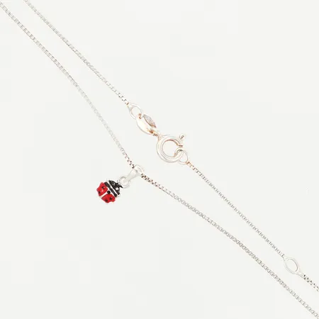 Kedja Venezia med hänge nyckelpiga ställbar längd 38cm, 41cm, bredd: 1mm, silver 925/1000 Vikt: 1,1 g