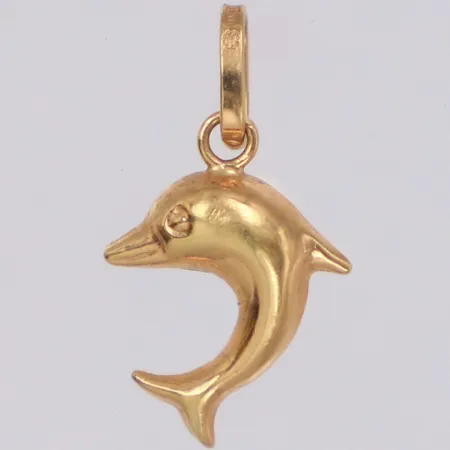 Hänge delfin, längd 16,5mm inklusive ögla, bredd 7,5mm, 18K Vikt: 0,3 g