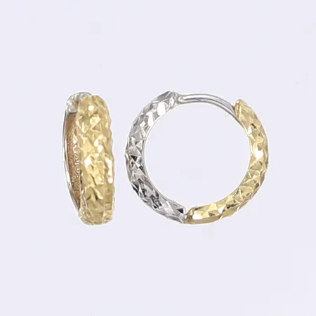 Ett par örhängen, creoler, Ø12mm, bredd 3mm, vitguld/rödguld 18K Vikt: 1,1 g