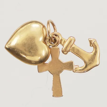 Hänge, tro, hopp och kärlek, ca 14mm, bredd 14mm, 18K Vikt: 0,8 g