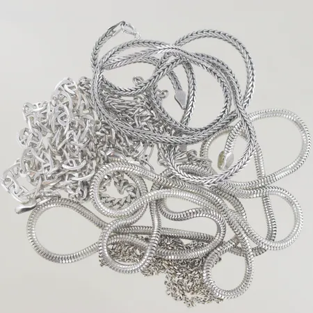 Halskedjor/armband, lås saknas, silver 925/1000 Vikt: 76,7 g