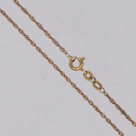 Kedja Singapore, längd 47,5cm, bredd 1,5mm, del av lås i silver, 9K Bruttovikt 2g