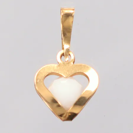 Hänge hjärta längd 15mm, bredd 9mm, vit sten, 18K Vikt: 0 g