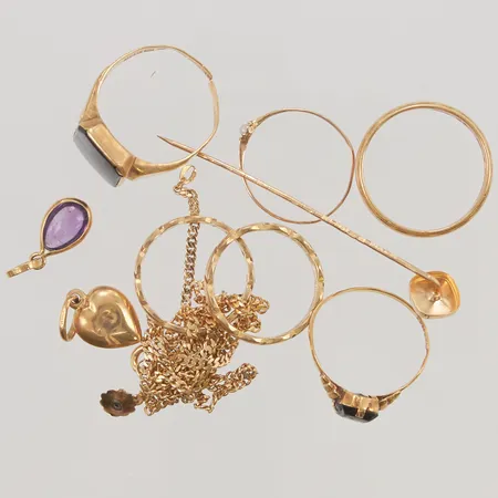 Diverse guld, defekt/gravyr, 18K 18,9g.