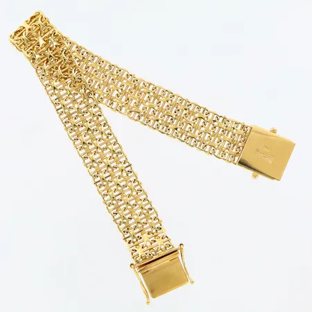 Armband X-länk med stav, ca 19cm, bredd 13mm, GHA, 18K Vikt: 25,3 g