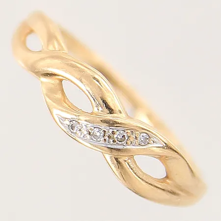 Ring med diamanter, 4xca 0,005ct, stl: 17¾, bredd: 1,2mm, 18K Vikt: 1,7 g