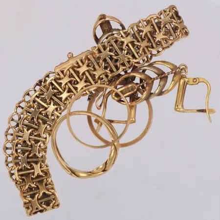 Diverse guld, stenar, gravyr, skadat, defekt, 18K Vikt: 26,4 g