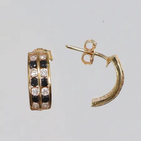 Ett par Örhängen med vita och blåa stenar 5x15mm 21K Vikt: 4,2 g