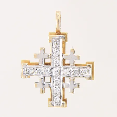 Hänge, kors, 13xca 0,01ct, vitguldsdetaljer, 18K Vikt: 3,6 g