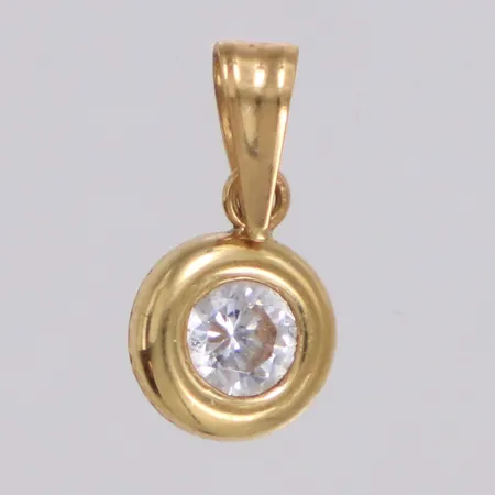 Hänge med vit sten, 14x7mm, 18K Vikt: 0,3 g