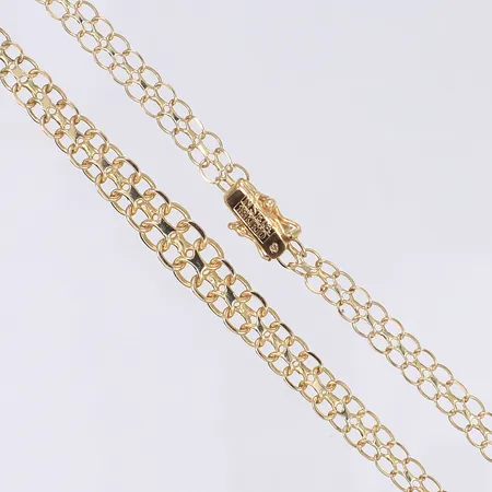 Collier doserad X-länk längd 42cm bredd 5-8mm svenska stämplar 1991 18K Vikt: 10,4 g