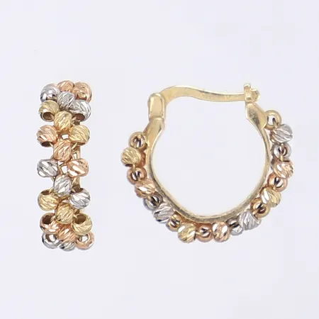 Ett par örhängen med kulor, trefärgade, Ø20mm, bredd 6mm, 14K Vikt: 4,3 g