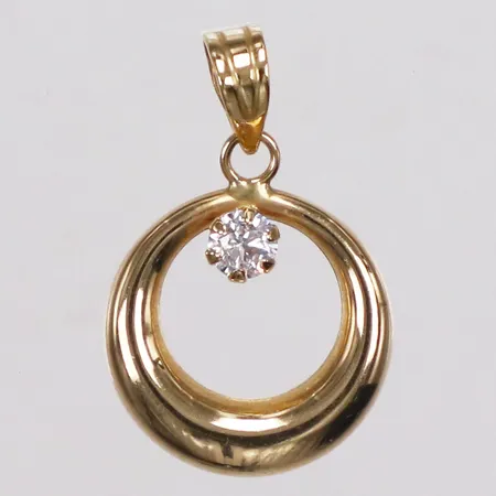 Hänge vit sten, 20mm, 18K Vikt: 0,4 g