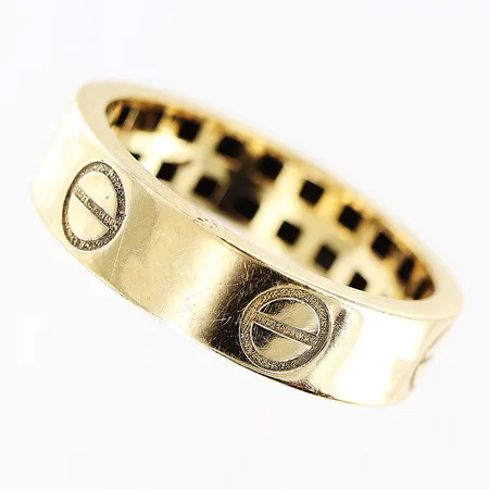 Ring, stl 18½, bredd 5mm, smärre bucklor, OBS! ej märkesdesign, 18K. Vikt: 2,5 g