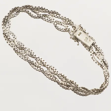 Armband flätat, ca 18,5cm, bredd 8mm, 835/1000 silver Vikt: 10,8 g
