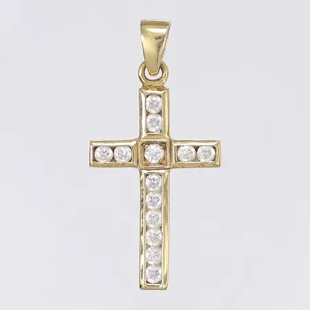 Hänge kors med vita stenar, 38x18mm, italienska stämplar, smärre bruksslitage, 18K Bruttovikt: 4,9g Vikt: 4,9 g