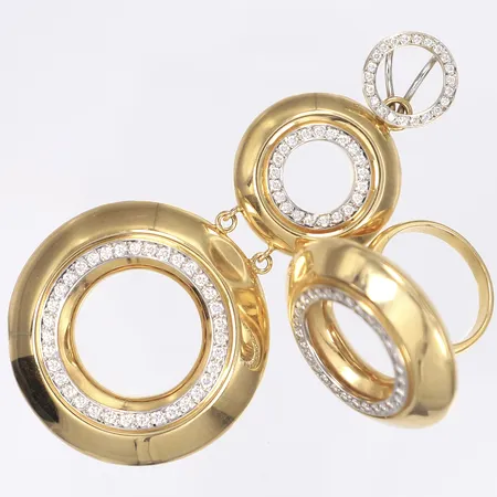 Hänge och ring med vita stenar, buckligt, 18K Vikt: 27,9 g