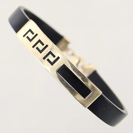 Armband i gummi, gulddetaljer, Ø67,5mm, 14K  Vikt: 8,3 g