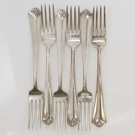 6 Gafflar David-Andersen, 17cm, 830/1000 Silver 214,9g.