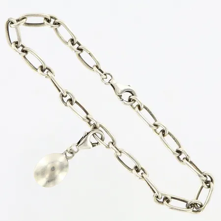 Armband 19cm, bredd: 5mm, hänge med karbinhake 28mm, bredd: 10mm, silver 925/1000 Vikt: 9,6 g