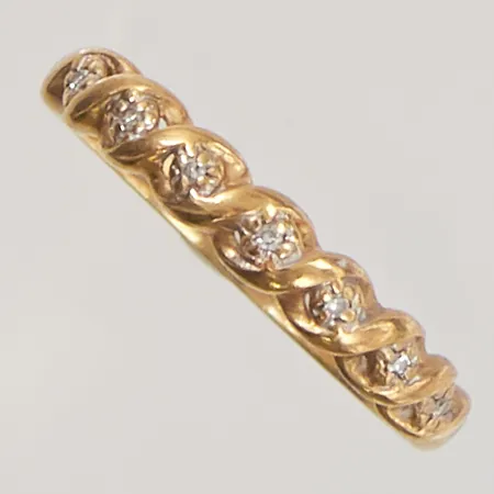 Ring diamanter 7x ca 0,005ct, Ø16½, bredd:3mm, 18K 1,5g.