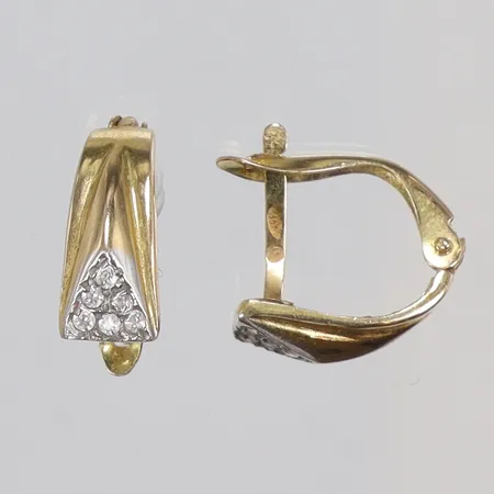 Ett par Örhängen med vita stenar, defekta 18K Vikt: 2,1 g