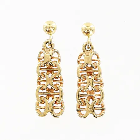 Ett par örhängen, X-länk med stav, 20x6mm, 1 stopp i metall, 18K. Bruttovikt: 2,0gram. Vikt: 2 g