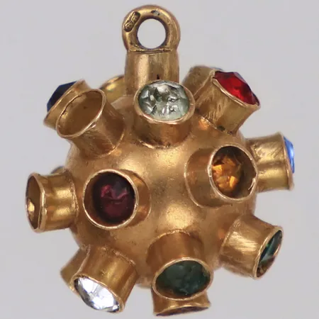 Hänge med färgade stenar, Ø14mm, stenar saknas, 18K Vikt: 2,2 g