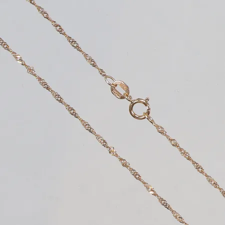 Halskedja Singapore, längd ca 38cm, bredd 1mm, 18K Vikt: 1,4 g