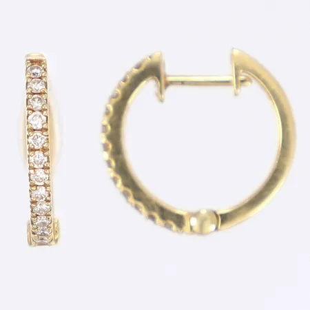 Ett par örhängen med diamanter 24x ca 0,01ct möjligen delvis syntetiska Ø18mm 18K Vikt: 3,7 g