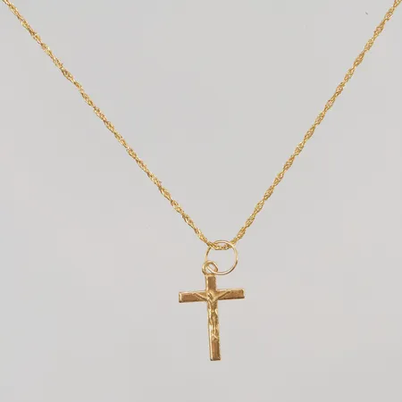 Kedja med hänge "kors", 43cm, 18K 0,4g.