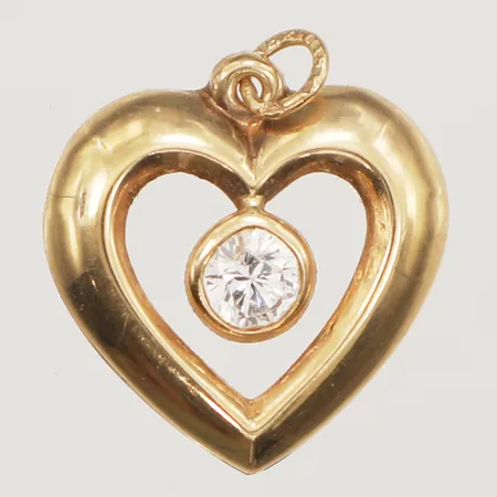 Hänge hjärta, med vit sten, ca 20mm, bredd ca 18mm, 18K Vikt: 0,8 g