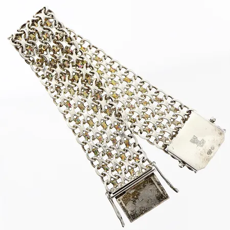 Armband X-länk 17,5cm, bredd 20mm, silver. Vikt: 29,4 g